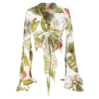 奈良宽松套头长袖雪纺印花衬衫