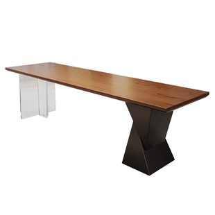 横厅沙发后书桌实木大板办公桌轻奢简约家用客厅工作台长条桌双人