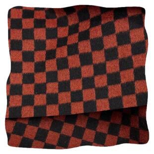 经典棋盘格 红色+黑色撞色小格子顺毛羊毛毛料布料 大衣套装面料A