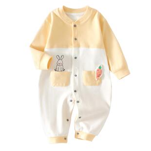 婴儿衣服秋季舒绒连体衣小月龄宝宝秋装男哈衣爬服秋天家居服a类