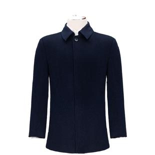 鼎铜毛呢大衣男短款商务翻领中老年男士秋冬高端高档羊毛羊绒外套