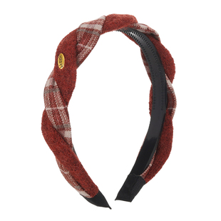 复古麻花毛呢格子洗脸发箍女2026新款高颅顶气质新年红色头箍发饰