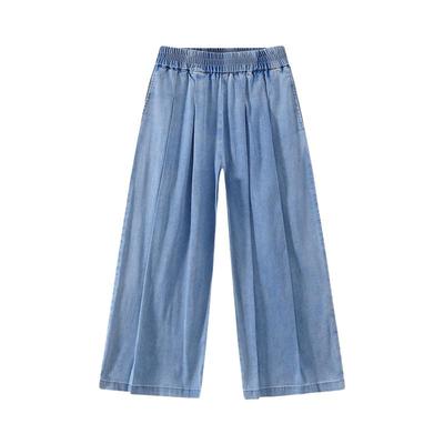 植木童装女童裤子2025夏季新款中大童透气天丝牛仔阔腿裤儿童裤子