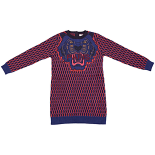 HERROYAL女童裙潮爆秋冬刺绣连衣裙宝宝毛衣裙中大童亲子裙洋气