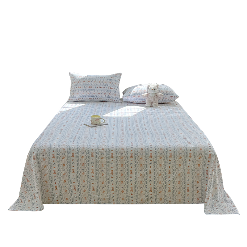 无印良品A类高端云感碎花双层纱布单人床单单件100被单枕套三件套