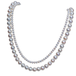 一款四戴/经典八字扣珍珠项链akoya极光天女双层叠戴锁骨链毛衣链