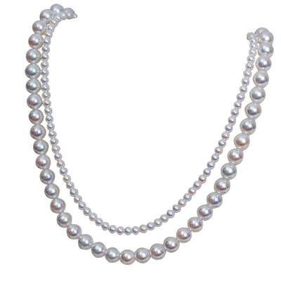 一款四戴/经典八字扣珍珠项链akoya极光天女双层叠戴锁骨链毛衣链