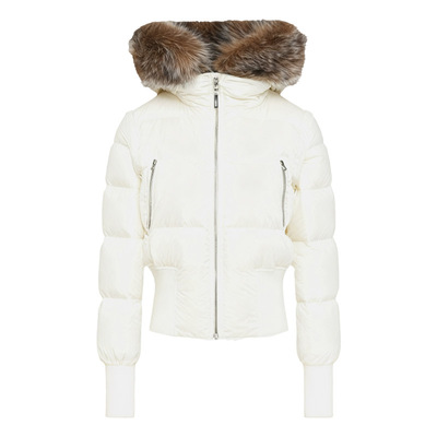 白色短款修身可拆卸袖子羽绒服女