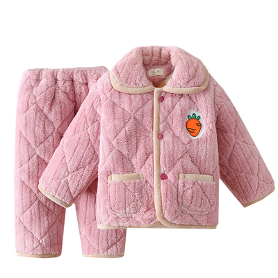 儿童睡衣冬季三层加厚夹棉