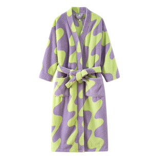 睡袍女秋冬季加厚保暖浴袍中长款家居服套装2025新款印花甜美可爱