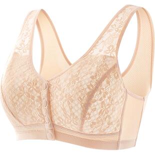 前扣文胸2026新款妈妈内衣中老年专用无钢圈聚拢真丝胸罩薄款夏季