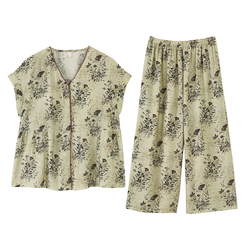 金黛儿睡衣女夏季短袖中年家居服