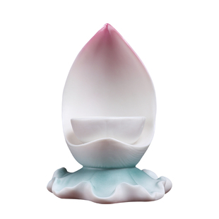 戴玉堂陶瓷莲花烛台座蜡烛台酥油灯灯盏灯座供佛家用佛前供灯底座