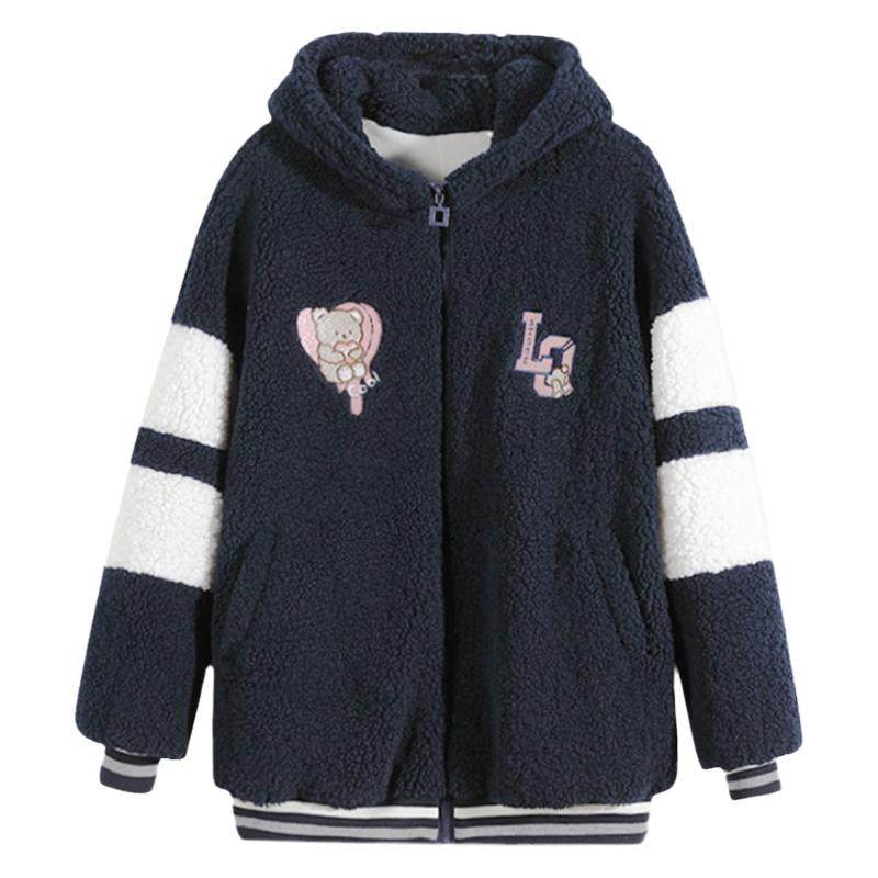 羊羔毛少女中学生加厚毛呢外套