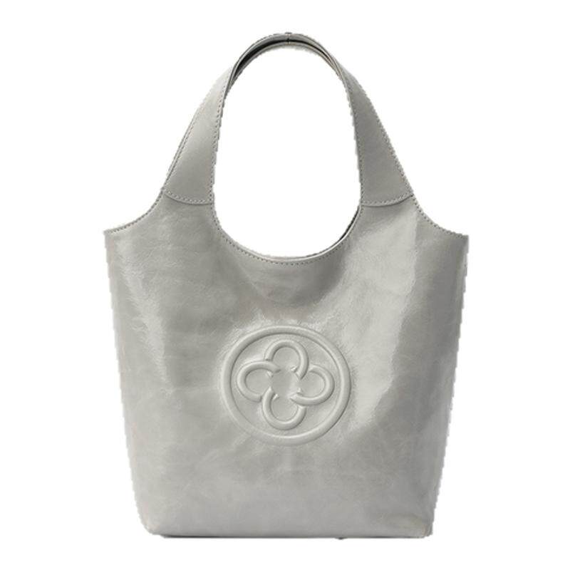 卡思乐MINI马甲托特包女式2026新款头层牛皮手提包高级灰小单肩包