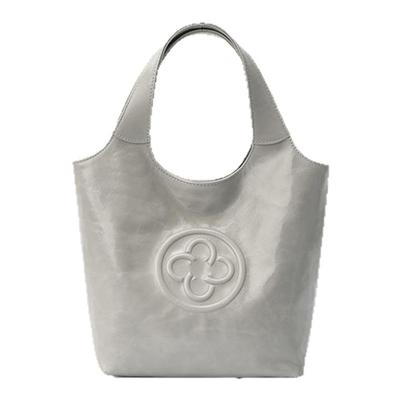 卡思乐MINI马甲托特包女式2025新款头层牛皮手提包高级灰小单肩包