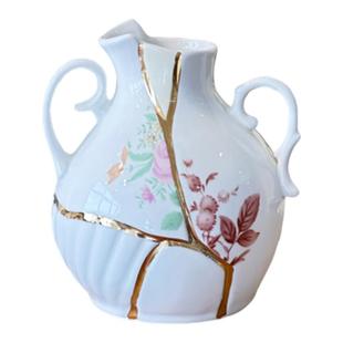 意大利陶瓷金缮花瓶摆件24K欧式小众高级感豪宅客厅桌面插花瓶瓷