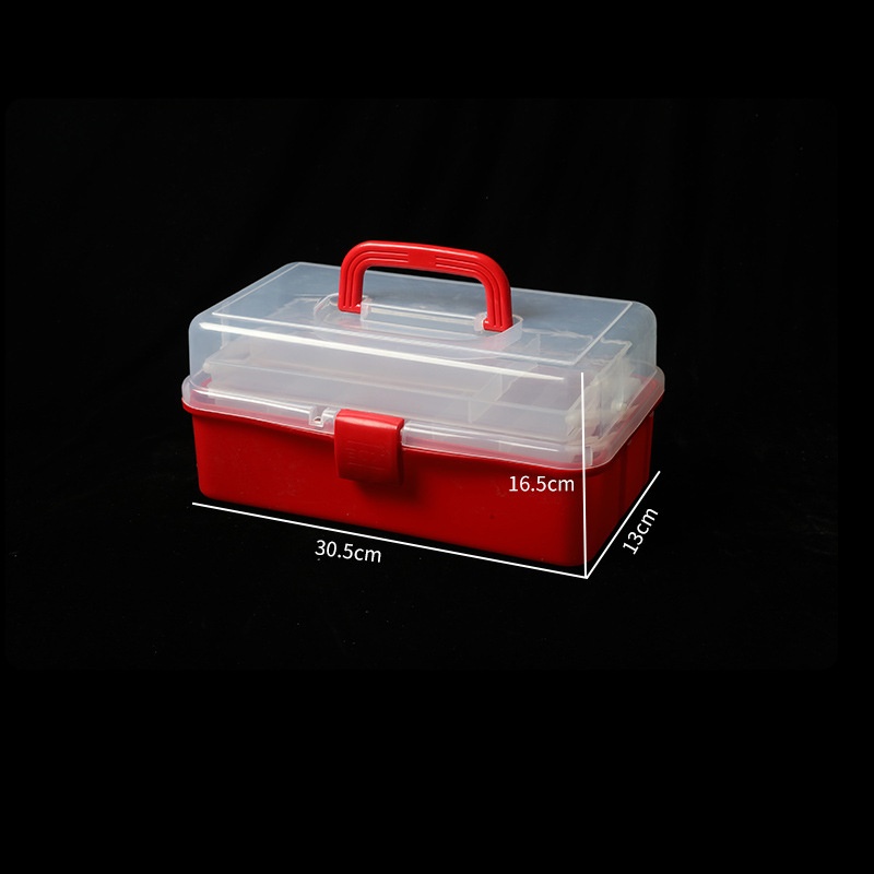 工具箱三层折叠手提半透明实美术收纳盒大套装色小号粉咕美甲卡号