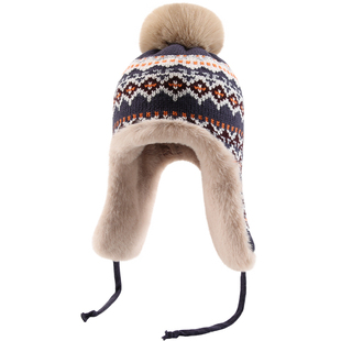 冬季氛围感保暖毛绒帽子女加绒加厚护耳骑行针织毛线帽骑车雷锋帽