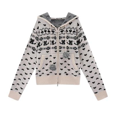 ablueberry印花猫猫毛衣外套女