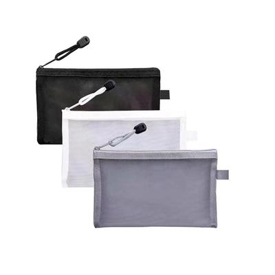 韩版纯色简约透明网纱笔袋学生初中高考试专用大容量小学生铅笔袋