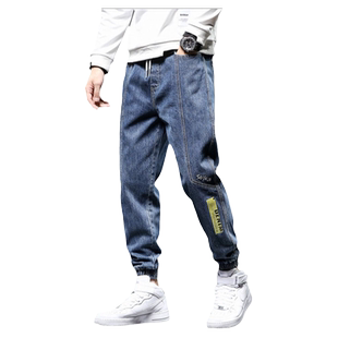 M2高个子加长版牛仔裤男115cm秋冬加绒加厚宽松百搭束口加长男裤