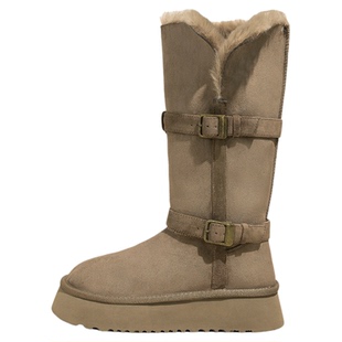 厚底雪地靴长筒女2025新款冬季增高加绒鞋子加厚高筒保暖东北棉鞋