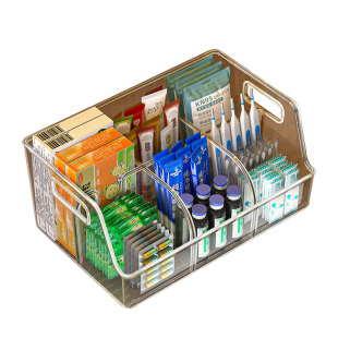 药品收纳盒柜内医药箱透明家用急救医用输液盒分格分类药物置物架