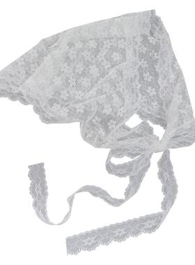 周也同款蕾丝三角头巾女夏季
