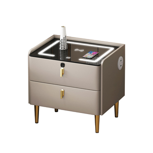 智能床头柜无线充电现代简约实木网红主卧室多功能轻奢家用床边柜