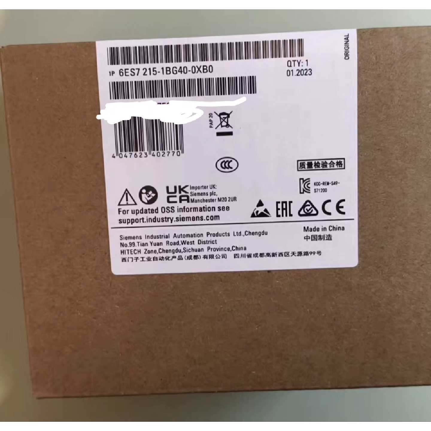 6ES72151BG400XB0西门子模块全新原装未开议价