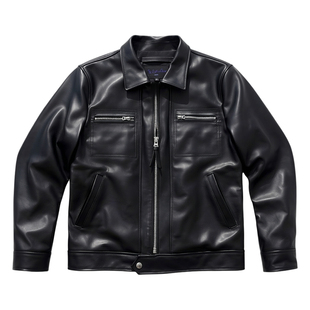 26春新【桑尼紫标】布拉德皮特巴基斯坦牛皮男翻领修身真皮衣