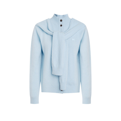 高领披肩针织上衣假两件