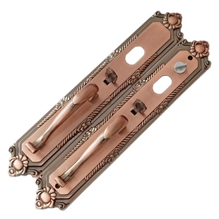 罗普斯金防盗门按压式大把手双开对开门拉手别墅入户门红古铜面板