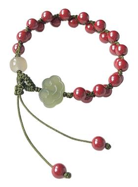 手链朱砂编绳国风原创和田玉女