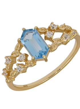 轻奢通勤百搭S925银托帕石戒指