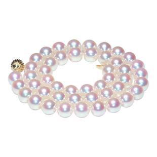 真科研证书天女AKOYA天然海水珍珠项链日本花珠带大证正圆极强光