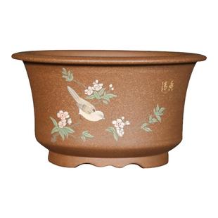 宜兴精品紫砂花盆青段泥泥绘多肉拼盘老桩松树金弹子石榴盆景植物