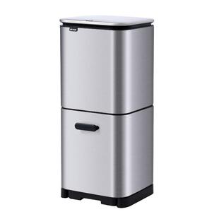智能感应分类垃圾桶家用厨房干湿分离不锈钢带盖双层大号容量筒高