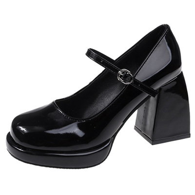 玛丽珍鞋女超高跟复古jk小皮鞋子