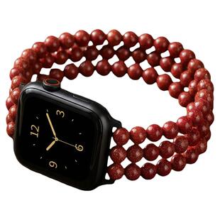 本命年守护 朱砂三圈智能手表通用表带 男女款机械表改装轻奢配件