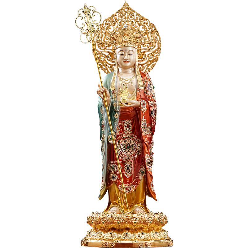 黄铜站像带帽地藏王菩萨