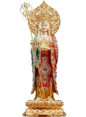 黄铜站像带帽地藏王菩萨