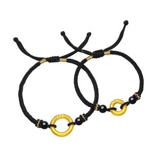 【百亿补贴】TSL谢瑞麟平安扣黄金手链5D硬金手绳情侣X5151-X5152