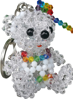 手工串珠小熊吊坠人造水晶钥匙扣