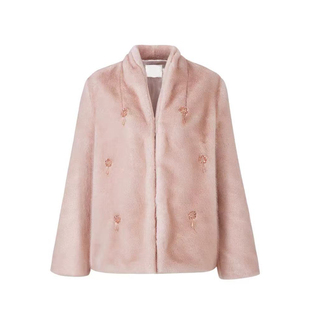 轻奢风显瘦百搭潮款粉色短外套女冬季保暖小众气质千金风大衣外衣