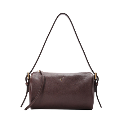 SATCHI/沙驰2026植鞣牛皮笔筒包女设计师真皮通勤小众迷你单肩包