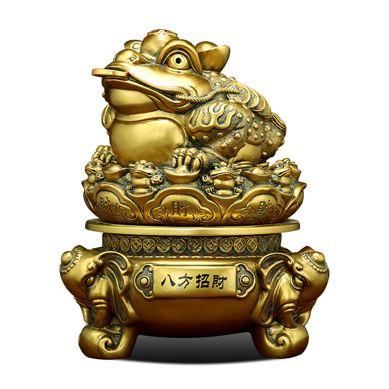 八方招财金蟾聚宝盆摆件客厅办公室蟾蜍装饰品店铺乔迁开业礼物