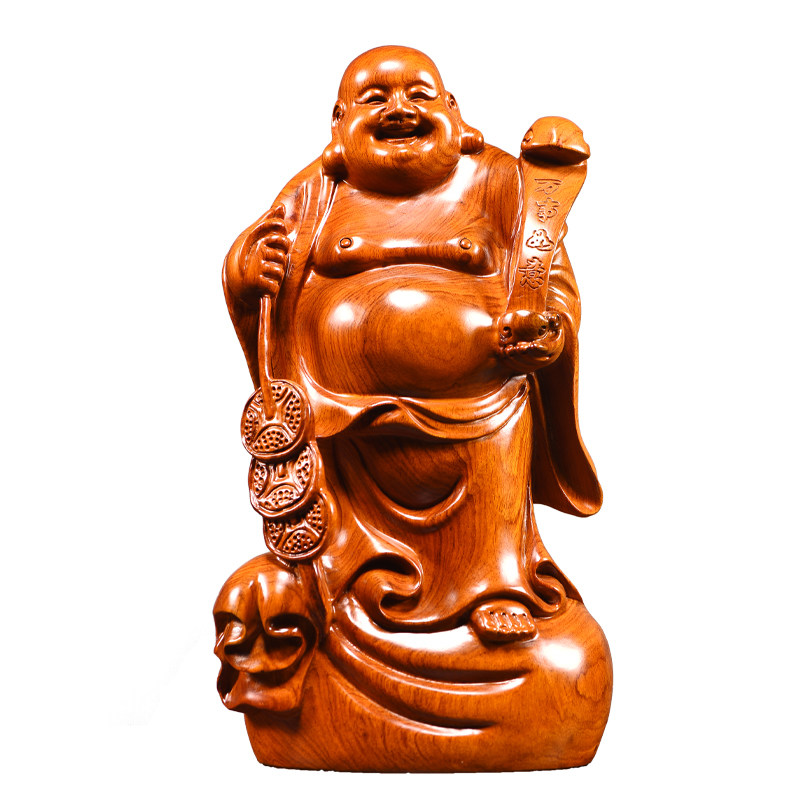 花梨实木雕弥勒佛像摆件大肚笑佛雕刻红木质大号布袋弥勒工艺品