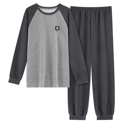 德绒睡衣男士秋冬季羊毛蚕丝长袖磨毛青少年学生运动风家居服套装